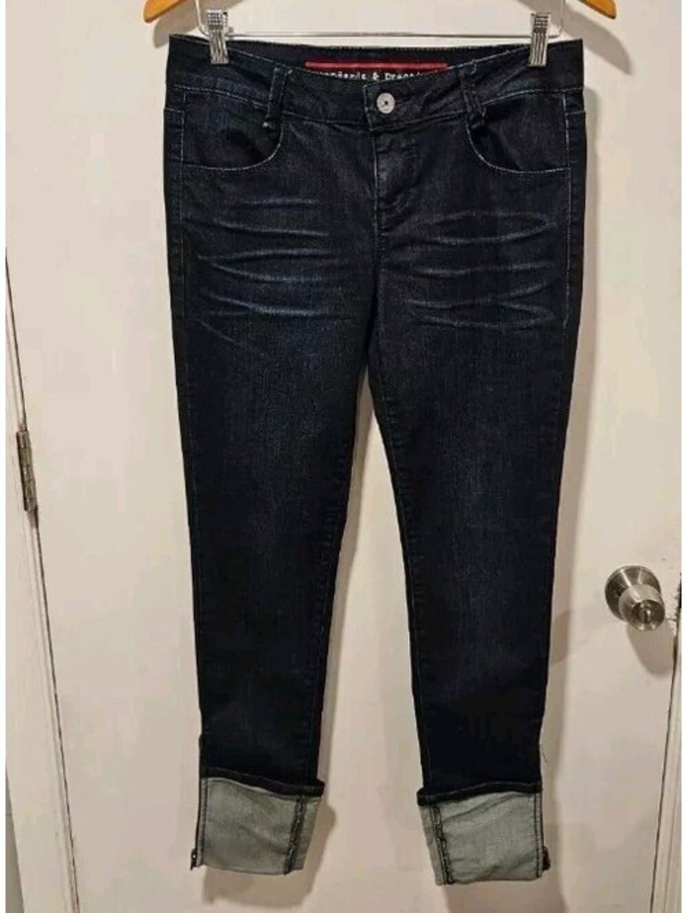 Standards & Practices Size 28 Dark Blue Denim Jeans Zipper Cuffed Hem Detail